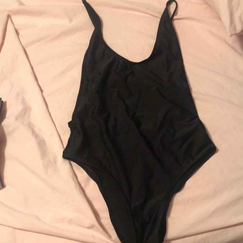 Black scoop back bathing suite